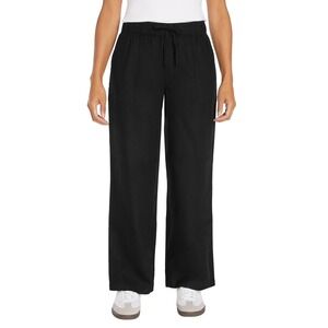 Gap Womens Soft Linen Pull On Relaxed Fit Pants Solid Black Size Medium